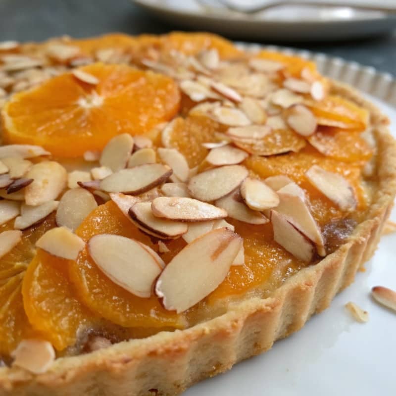 Tarta de naranja y almendra fileteada