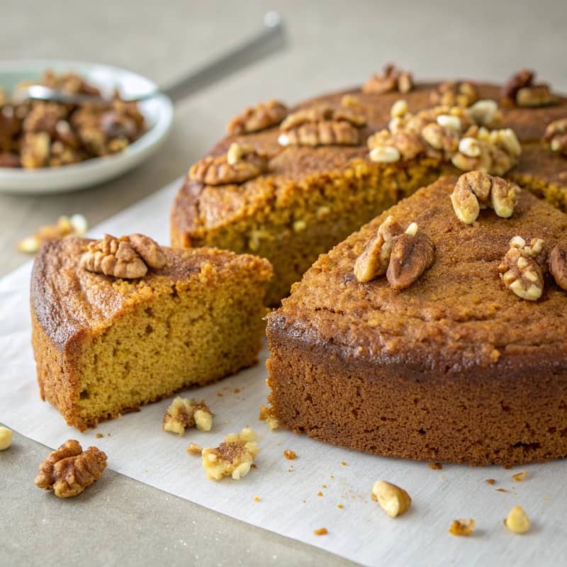 Bizcocho de calabaza y nueces porción