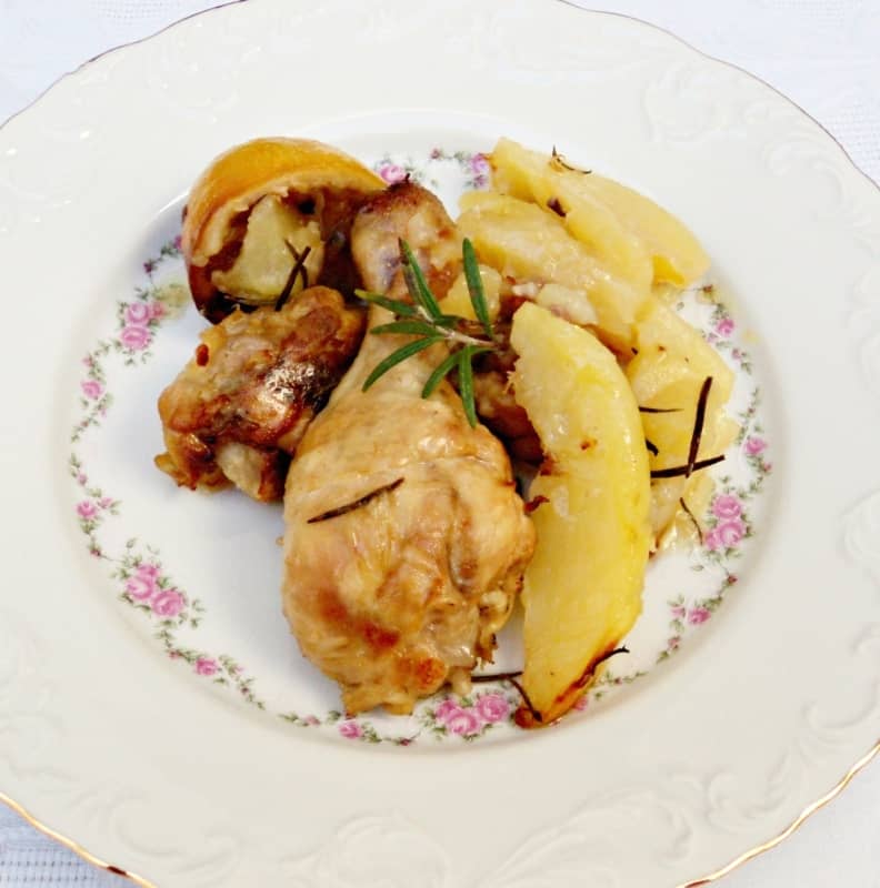 Pollo asado en horno al limón