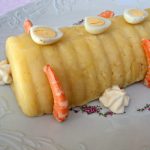 Pastel de patatas,marisco y piña lado