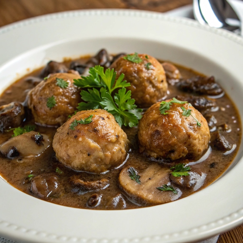 Albóndigas en salsa de champiñones