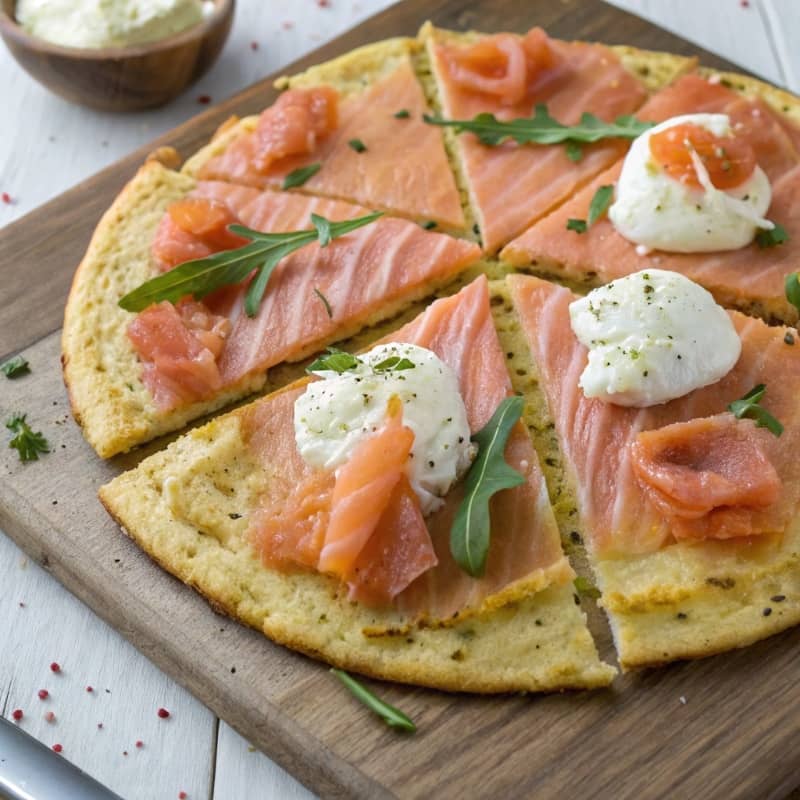 Pizza de salmón ahumado