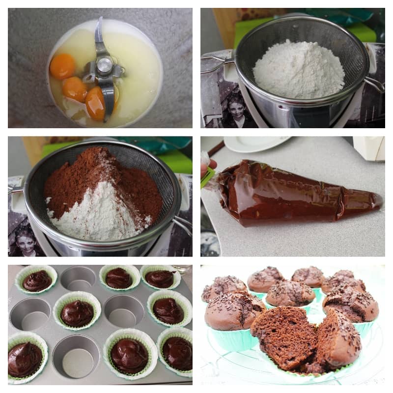 Magdalenas esponjosas de chocolate PREPARACIÓN