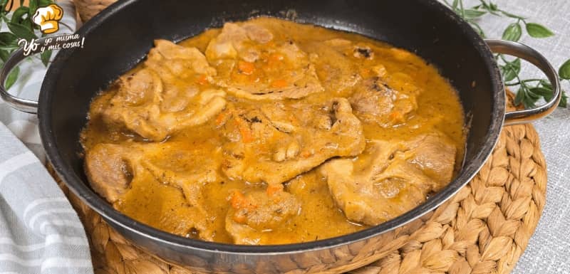 Filetes de cabeza de lomo en salsa al vino blanco