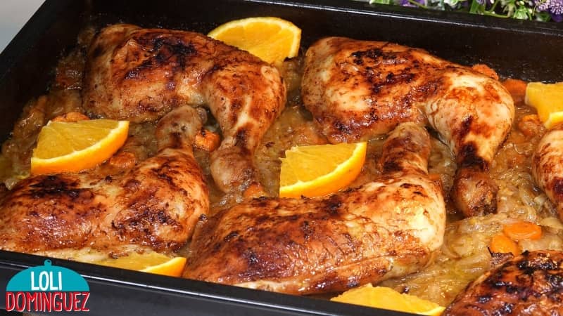 Pollo asado a la naranja receta fácil