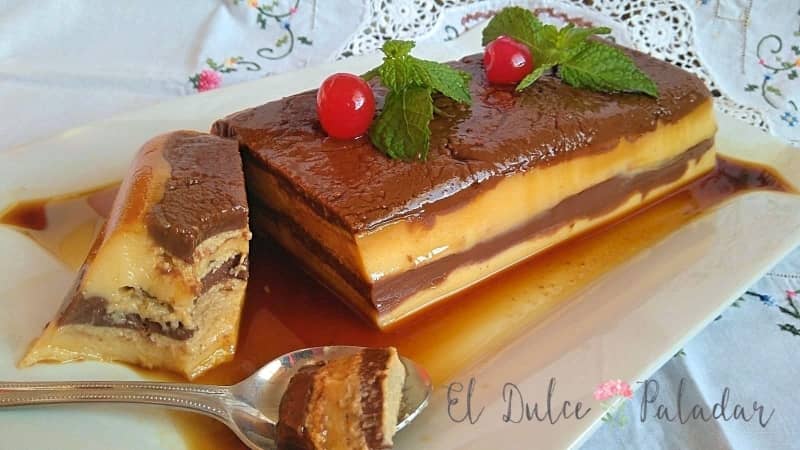 Tarta flan de chocolate y galletas