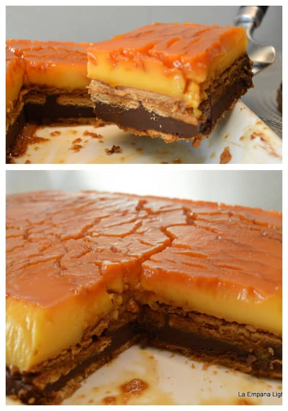 Tarta de flan con galletas y chocolate receta fácil